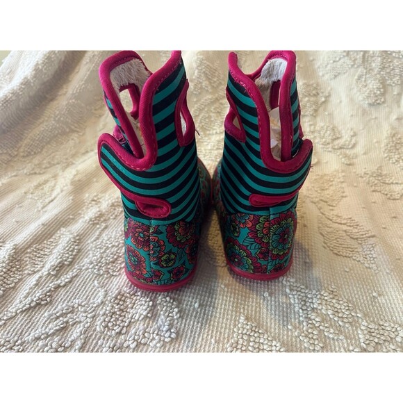 Bogs infants baby girls size 9 pansy stripe duck insulated winter boots - Picture 4 of 6